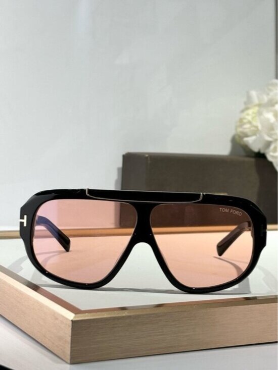 Tom Ford Black Oversized Shield Sunglasses